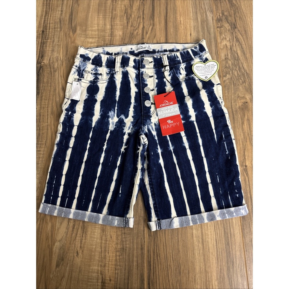 Jordache Shorts Girls TieDyed Denim Bermuda Shorts Button/snap Down tag Size 14